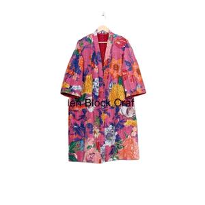 Chaqueta de Mujer Hecha a Mano, Vintage, Pintada a Mano, Floral, India, Acolchada, de Algodón Orgánico, Reversible, Ecológica, Transpirable - Product Image 5