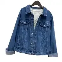 Wholesale Custom Design <b>Women</b> Denim <b>Jacket</b> <b>Women's</b> Customized Logo Single Button <b>Light</b>-Weight Denim <b>Jacket</b> Solid Pattern Autumn - Product Image 3