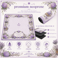 Tapis de Mahjong de Jardin Moderne de Luxe Personnalisé en Lavande et Hortensia, 33x33 Pouces, en Néoprène Premium Antidérapant, Pliable et Écologique, Vente en Gros