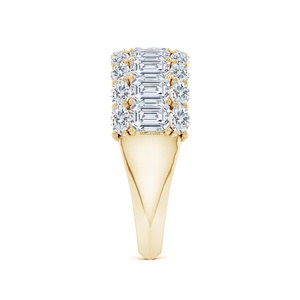 Anillo de Compromiso de Lujo con Diamante Cultivado en Laboratorio, Corte Oval Esmeralda, en Oro de 10K, 14K, 18K, Chapado en Rodio, Plata de Ley 925 y 935 - Product Image 4