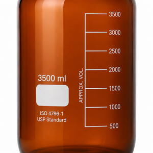 Botella Redonda de Reactivo de Vidrio Borosilicato Ámbar de 3500 ml de ELS Instruments con Tapa de Rosca de PP Hermética y Anillo Antigoteo - Product Image 2