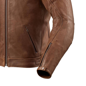Chaqueta de cuero marrón vintage estilo retro con cremallera, abrigos cálidos de invierno a prueba de viento, chaqueta de moda para hombre. - Product Image 4