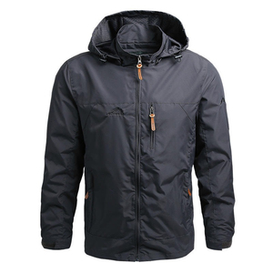 <b>Men's</b> hooded windbreaker <b>jacket</b> <b>Waterproof</b> sporty <b>jacket</b> <b>men</b> <b>Green</b> color block outerwear Front zip pocket <b>jacket</b> - Product Image 2
