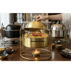 Decorative Dinnerware Metal Hotpot <b>Table</b> Decorative Luxury Food Warmer Hot Selling Latest Arrival Designer Metal Casserole - Product Image 2
