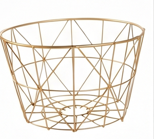 Fine Quality Geometric Metal Wire <b>Storage</b> <b>Basket</b> Modern Design Multi-Purpose Organizing Bowl <b>Gold</b> Finish - Product Image 6