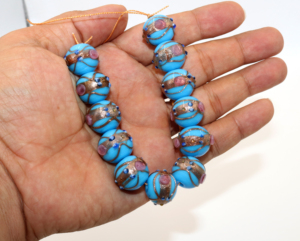 Perles de verre rondes de 14 mm, perles de verre soufflé pour la décoration, bijoux et artisanat DIY, perles vénitiennes pour gâteaux de mariage - Product Image 1