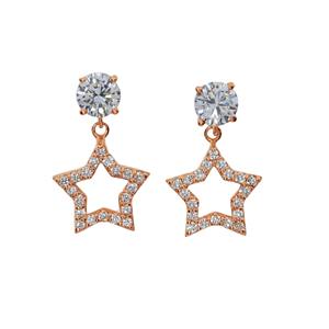 Pendientes de Estrella Abierta con Diamante Cultivado en Laboratorio de 0.80 Ct, Oro de 14K, Joyería Fina Minimalista para Fiesta - Product Image 2