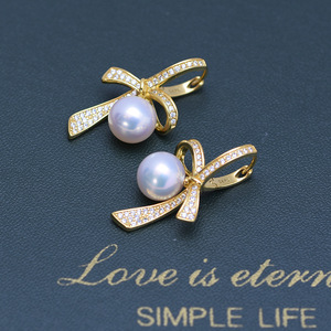 Freshwater 8-9mm White Round Strong Light Almost Flawless Pearls Women's S925 <b>Silver</b> <b>Crown</b> Minimalist Drop Earrings - Product Image 5