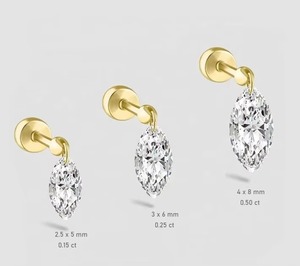 Boucles d'oreilles en forme de marquis Moissanite blanche en argent sterling 925 belle boucle d'oreille en diamant Moissanite et autres bijoux en diamant - Product Image 3