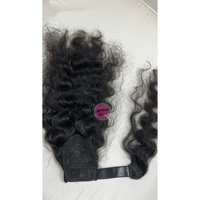 Queue de cheval bouclée enveloppante en cheveux indiens Jerry Curl Extensions Arrow Exim Raw Remy Volume Boost Full Set Style Noir Longueur Moyenne
