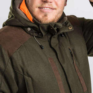 Veste d'hiver à capuche pour homme, couleur unie, respirante, coupe-vent, softshell, manches longues, pour la chasse en plein air, doublure en polyester, fermeture éclair sur le devant - Product Image 5