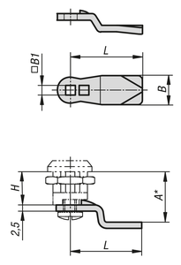 K0519 ทังค์วี สต็อป ทรงตรง L=25, A bei H 13,5=13,5, เหล็กชุบสังกะสี - Product Image 3