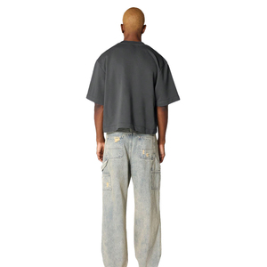 Camiseta Oversize Personalizada para Hombre, Color Gris Carbón, Algodón Grueso, Corte Cuadrado, Hombros Caídos, Premium, Lisa, Estilo Urbano - Product Image 4