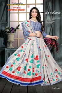 Sari de Seda de Otoño con Estampado Digital Artístico Moderno de la Mejor Calidad para Mujer, con Protección Solar, Secado Rápido, para Bodas, Festivales y Fiestas - Product Image 5