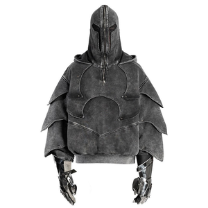 Sweat-shirt à capuche décontracté pour homme, noir et gris, en molleton de coton, style streetwear, avec logo personnalisé, fabricant de marque privée - Product Image 1