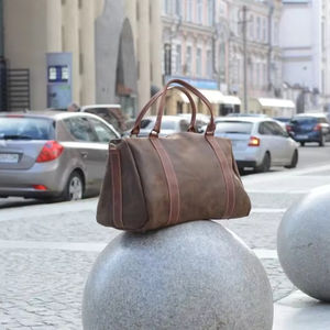 Bolsa de Viaje de Cuero de Grano Completo Hecha a Mano, Estilo Vintage, Bolsa de Fin de Semana, Gran Capacidad, con Cierre, para Hombre y Mujer - Product Image 1