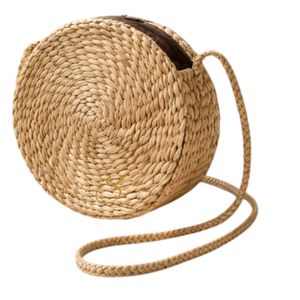 Round Woven Water Hyacinth Bag – Handmade Boho Crossbody Bag, Natural Straw Circle Purse, Eco Friendly <b>Summer</b> Bag, Bali Style - Product Image 3