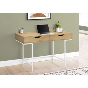 Scrivania Moderna Contemporanea da 48 Pollici per Ufficio e Casa con Cassetti in Metallo Bianco e Laminato Naturale - Product Image 5