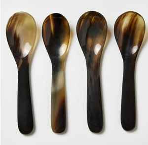 Cuchara de Cuerno de Búfalo Natural Hecha a Mano, Ecológica, de Alto Brillo, Diseño Moderno, Cubertería de 6 y 8 Pulgadas para Cocina, Comedor y Restaurante - Product Image 3