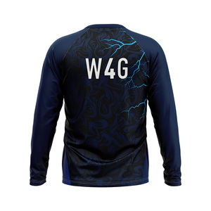Chemise à manches longues col rond W4G, imprimé abstrait violet rose, séchage rapide, unisexe, adulte, manches longues, haut de loisirs sublimé - Product Image 6