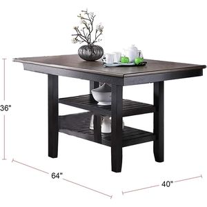 Tavolo da Pranzo Alto con 2 Ripiani Portaoggetti, Finitura Caffè Scuro, Arredamento per Cucina e Colazione in Legno di Gomma - Product Image 5
