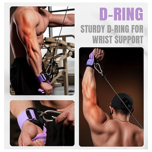 Deadlift & Cable Machine Workouts Non-Slip <b>Straps</b> Purple <b>Lifting</b> <b>Straps</b> With Double D Rings Dual D Ring Wrist <b>Straps</b> <b>For</b> Gym - Product Image 5
