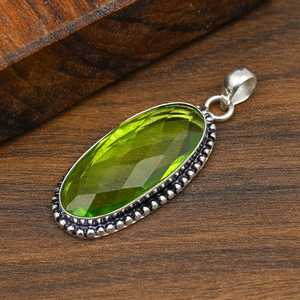 Peridot Gemstone Pendant Handmade 925 Sterling Silver Oval Shape Pendant Natural Jewelry <b>Gift</b> For Valentine - Product Image 5
