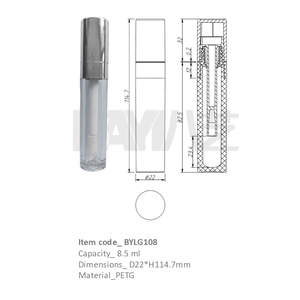 Envase Cosmético Transparente Redondo de Plástico con Tapa Plateada de Rosca y Cabezal de Brocha para Brillo Labial o Corrector - Product Image 1