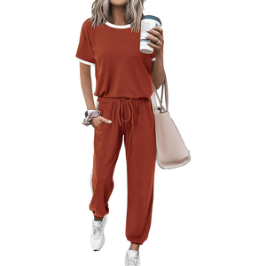 OEM Custom Color Block Summer breathable Set <b>Women</b> Two Piece short set Nylon Zipper Windbreaker <b>Jacket</b> Set Tracksuits - Product Image 1