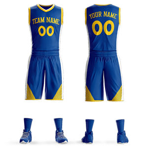 Custom Men's Basketball Jersey <b>Set</b> V-Neck Quick Dry Polyester Spandex Sporty Uniforms Solid Color Printing Team Name 00 - Product Image 4