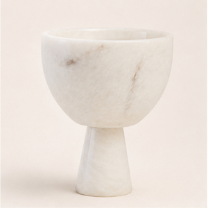 Bol sur piédestal en marbre blanc de luxe, fait main, en pierre naturelle, pour fruits, centre de table moderne pour la décoration de la maison et des hôtels - Product Image 1