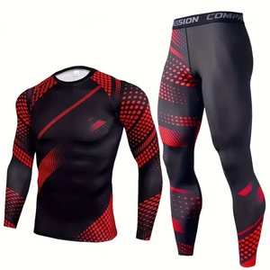 Conjunto de 2 Piezas de Ropa Deportiva de Compresión para Hombre, Camuflaje, Secado Rápido, Estampado a Color, Camiseta de Manga Larga y Pantalones - Product Image 1
