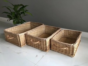 Artex Green Earth Set 3 <b>Wicker</b> <b>Basket</b> Handmade Eco-Friendly Natural Rattan <b>Square</b> Storage <b>Baskets</b> Modern Multifunction Made - Product Image 4
