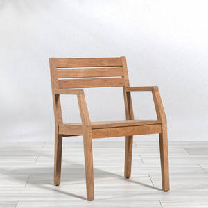 Silla de Jardín Moderna de Teca Sólida con Respaldo de Listones, Muebles de Comedor Resistentes para Exteriores, Más Vendida - Product Image 1