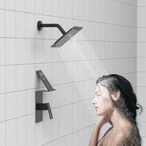 Set Doccia a Pioggia Rettangolare da 8 Pollici con Soffione Singolo, Rubinetto e Kit Decorativo con Portaoggetti, Modello C - Product Image 2