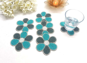 Embroidery <b>Beads</b> <b>coaster</b> Multi Color Superior Quality <b>Beads</b> Handmade Drinkware <b>coaster</b> By Blossom Craft India - Product Image 4