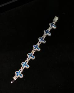 Bracelet Trèfle Cubain en Argent S925, Bijoux Hip Hop de Luxe, Moissanite Colorée, Sertie de Pierres - Product Image 6