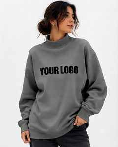 เสื้อโอเวอร์ไซส์คอเต่าสำหรับผู้หญิง ผลิตแบบ OEM ผ้าคอตตอนผสม ลุคหลวมสบายๆ ใส่ได้ทั้งฤดูใบไม้ร่วงและฤดูหนาว - Product Image 1