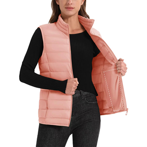 Wholesale Hot Selling Waterproof Windproof Eco-Friendly Women <b>Puffer</b> <b>Jacket</b> Crew Neck Hooded Sleeveless Vest <b>Cheap</b> Price OEM - Product Image 1
