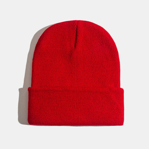 Gorro de Punto Rojo Unisex de Primera Calidad, 100% Acrílico, Color Sólido, Gorro Casual de Invierno para Adultos, 56-58CM - Product Image 1