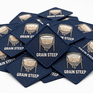 แผ่นปักลายอุปกรณ์การล่าปลทางทะเลบนถังไม้ขนาดเก้าแกลลอน ยี่ห้อ Shield Nine Gallons Ale ผลิตตามสั่ง - Product Image 2