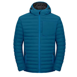 Blouson d'hiver léger à capuche en duvet pour homme, couleur turquoise, idéal pour la randonnée et le camping, vêtements de mode pour homme, blousons ajustés. - Product Image 1