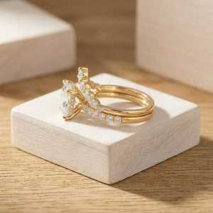 Certificado IGI, corte princesa, cultivado en laboratorio, con piedras redondas laterales y marquesa, oro macizo de 10k, 14k, 18k, claridad E, VVS, joyería fina. - Product Image 5
