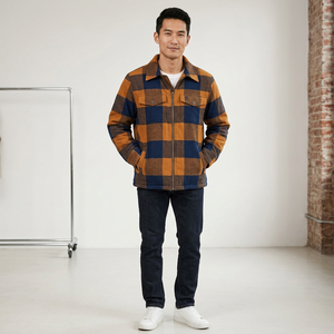 <b>Men's</b> Plaid Fleece Lined Shirt <b>Jacket</b> Windproof Casual Winter Coat with Zipper and Pockets - Product Image 4