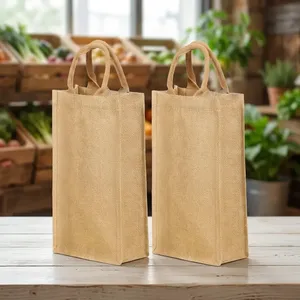 Sac fourre-tout en jute naturel Oceanic Global Premium 14x12x5, sac de courses réutilisable avec fermeture éclair, poignées non tissées, écologique - Product Image 1