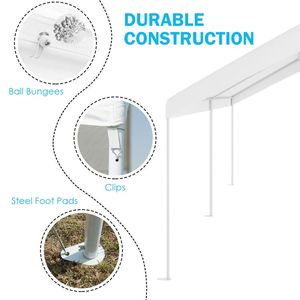 Abri portatif de couverture de voiture de cadre en acier de 10x20 pieds - Product Image 6