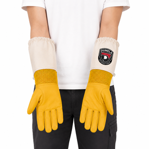Custom Wholesale High Quality Beekeepers Protective <b>Gloves</b> Outdoor Four Seasons Yellow Breathable Mesh Sheepskin Soft Daily - Product Image 3