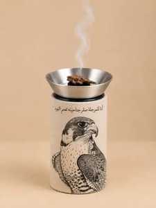 Brûleur d'encens en métal avec base cylindrique en lin, motif Dubai Skyline, porte-encens d'aromathérapie - Product Image 4