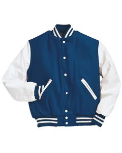 Chaqueta Bomber Varsity de Lana con Bordado de Cuero Sintético, Cuello Alto de Poliéster y Algodón, Chaqueta Letterman Personalizable para Hombre - Product Image 1