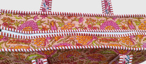 Sac fourre-tout en coton brodé floral bohème, design à panneaux, ouverture supérieure, pour le shopping, style toutes saisons - Product Image 2